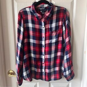 Tommy Hilfiger Red Blue White Plaid Button-Down Shirt Women’s Large